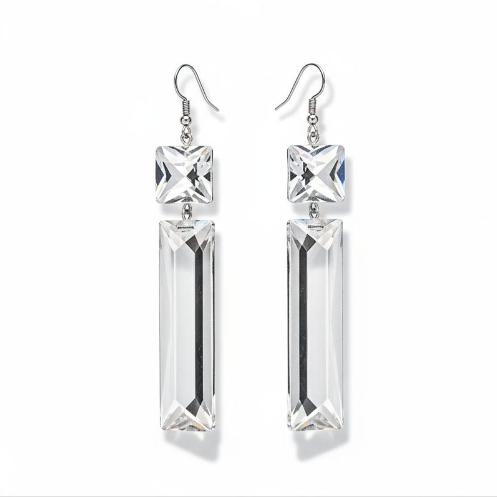Nwt Exquisite Hand Crafted Long Crystal Dangling Statement Earrings!